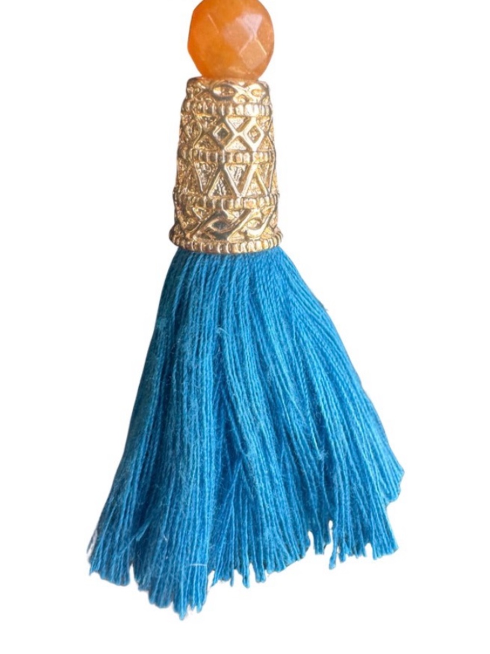 Long Prayer Beads/ Necklace with faceted beads and blue tassel - Picture 3 of 5